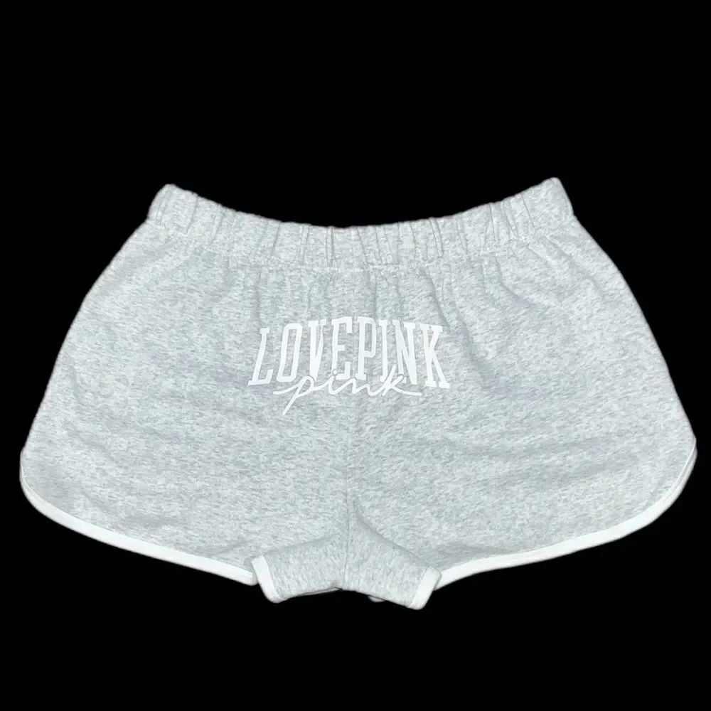 Victoria’s Secret Pink Varsity Shorts pink logo on back gray Xl